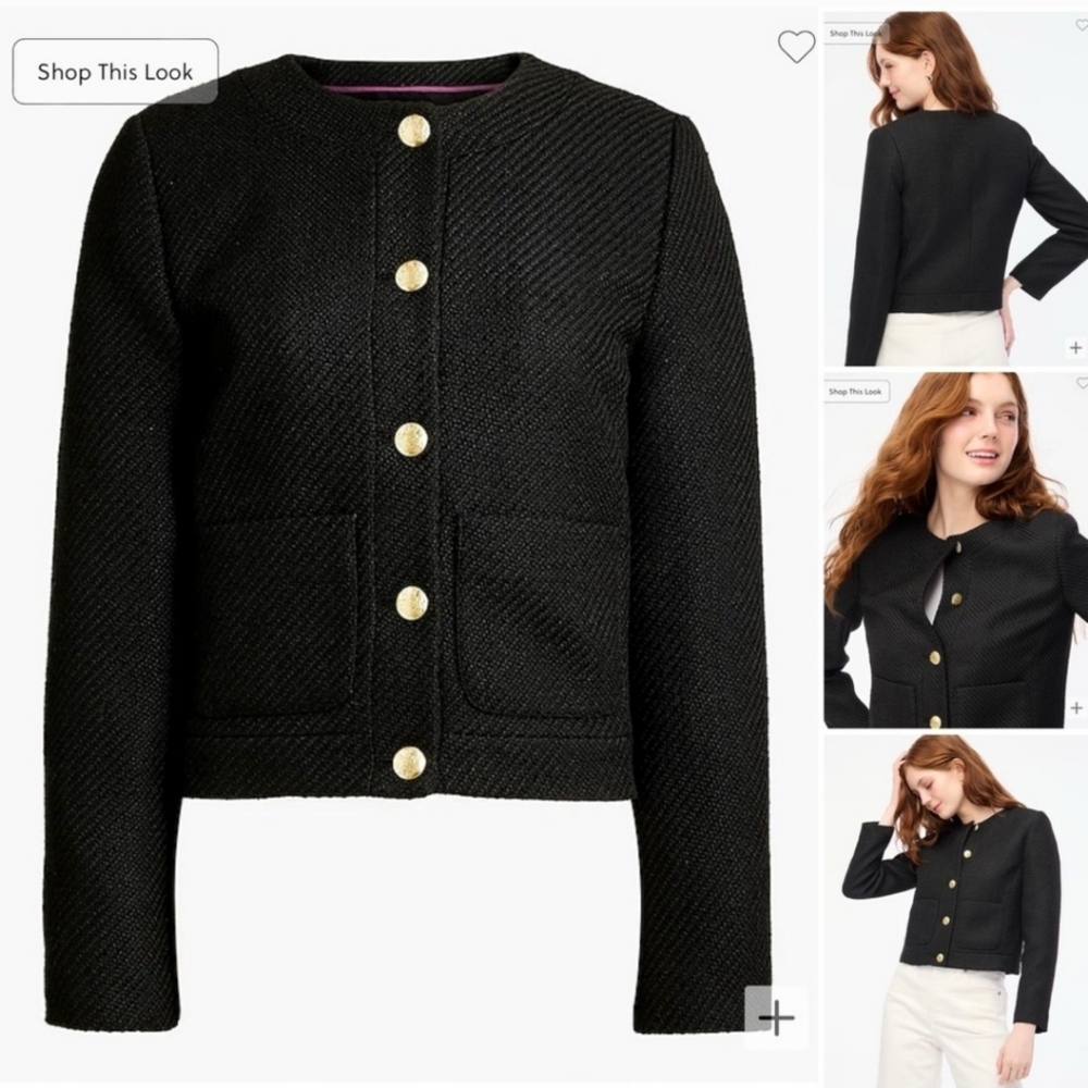 J. Crew Tweed Lady Jacket Sz 12 Black